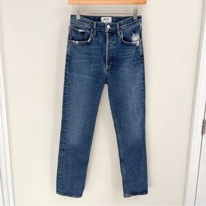 Agolde Riley High Waisted Straight Leg Denim Button Fly Crop Jeans 26